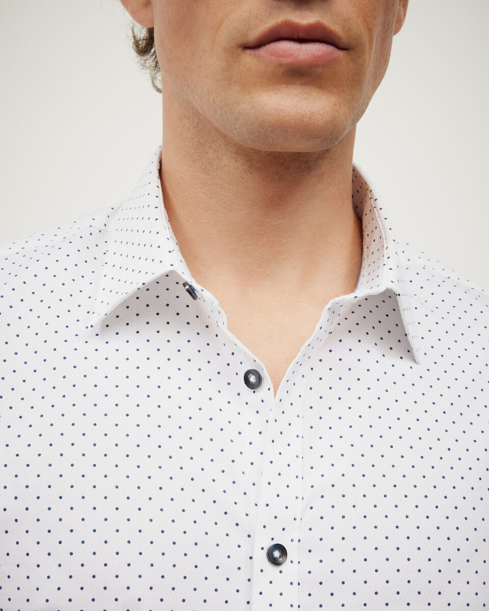 Polka Dot Print Long Sleeve Shirt, White, hi-res